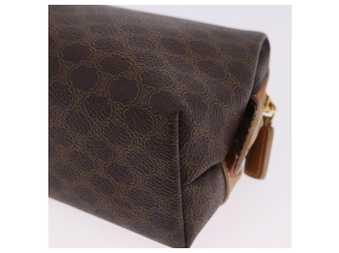 Céline Pouch CELINE Macadam Canvas PVC Leather Brown Gold Auth ki6850 Marrone D'oro - vista 13
