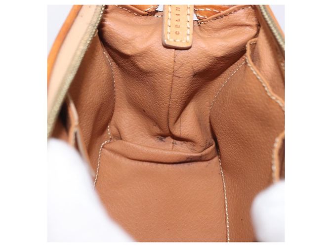 Céline Pouch CELINE Macadam Canvas PVC Leather Brown Gold Auth ki6850 Marrone D'oro - vista 20