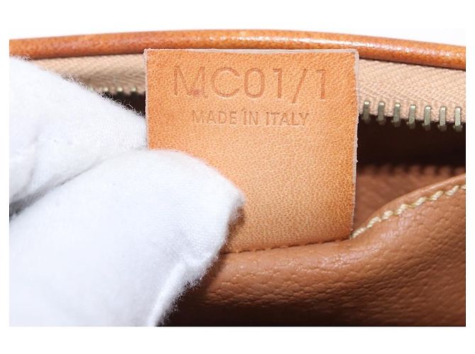 Céline Pouch CELINE Macadam Canvas PVC Leather Brown Gold Auth ki6850 Marrone D'oro - vista 25