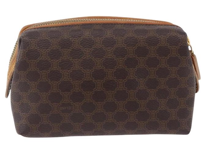 Céline Pouch CELINE Macadam Canvas PVC Leather Brown Gold Auth ki6850 Marrone D'oro - vista 3