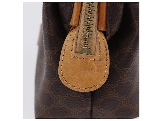 Céline Pouch CELINE Macadam Canvas PVC Leather Brown Gold Auth ki6850 Marrone D'oro - vista 5