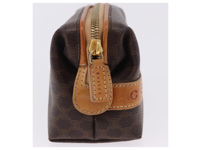 Céline Pouch CELINE Macadam Canvas PVC Leather Brown Gold Auth ki6850 Marrone D'oro - vista 6