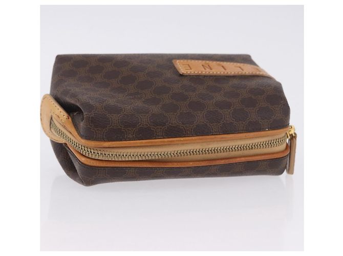Céline Pouch CELINE Macadam Canvas PVC Leather Brown Gold Auth ki6850 Marrone D'oro - vista 7