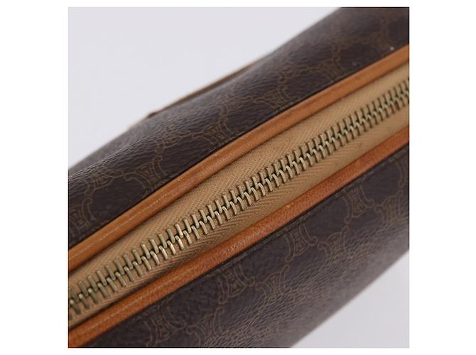 Céline Pouch CELINE Macadam Canvas PVC Leather Brown Gold Auth ki6850 Marrone D'oro - vista 8