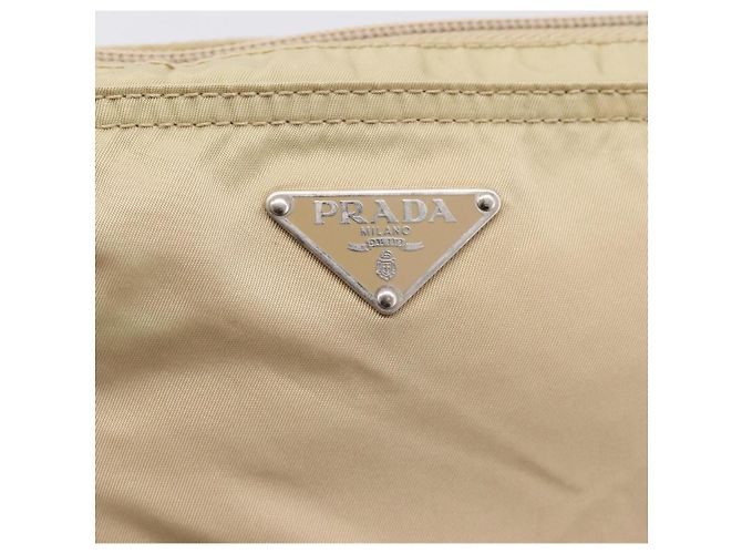 Bolsa de Ombro PRADA Nylon Beige Silver Auth ar14195 Prata Bege - vista 18
