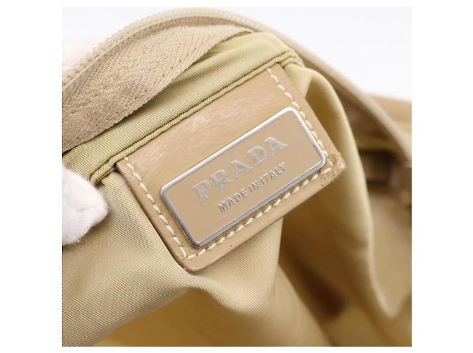 Bolsa de Ombro PRADA Nylon Beige Silver Auth ar14195 Prata Bege - vista 19