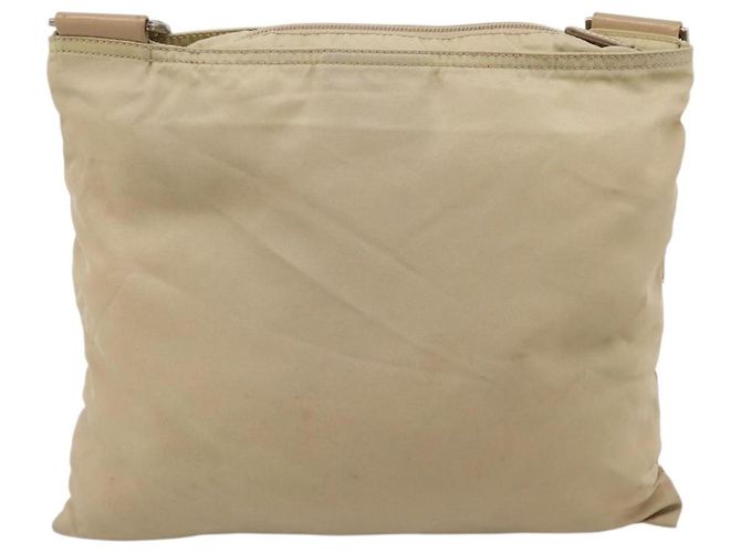 Bolsa de Ombro PRADA Nylon Beige Silver Auth ar14195 Prata Bege - vista 2