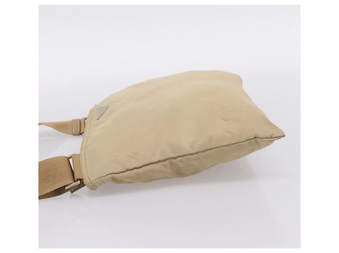 Bolsa de Ombro PRADA Nylon Beige Silver Auth ar14195 Prata Bege - vista 3
