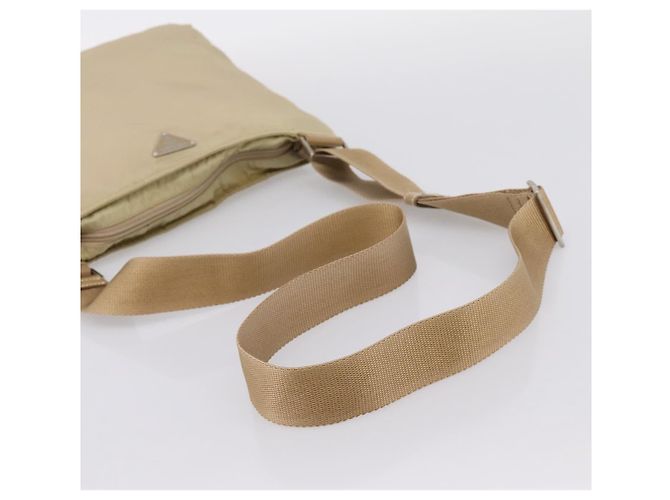 Bolsa de Ombro PRADA Nylon Beige Silver Auth ar14195 Prata Bege - vista 7