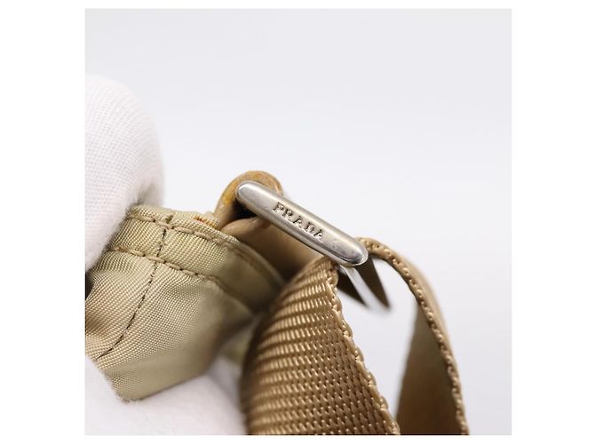 Bolsa de Ombro PRADA Nylon Beige Silver Auth ar14195 Prata Bege - vista 9
