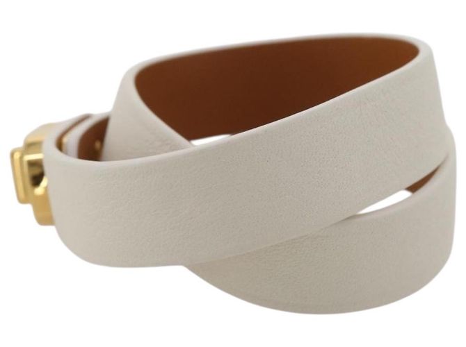 Bracciale Christian Dior Pelle Oro Bianco Auth 204946M D'oro - vista 4