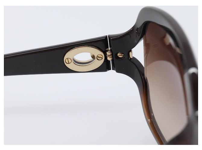 Occhiali da sole Christian Dior plastica Dark Brown Gold Tone Auth BA15592V Marrone scuro - vista 13