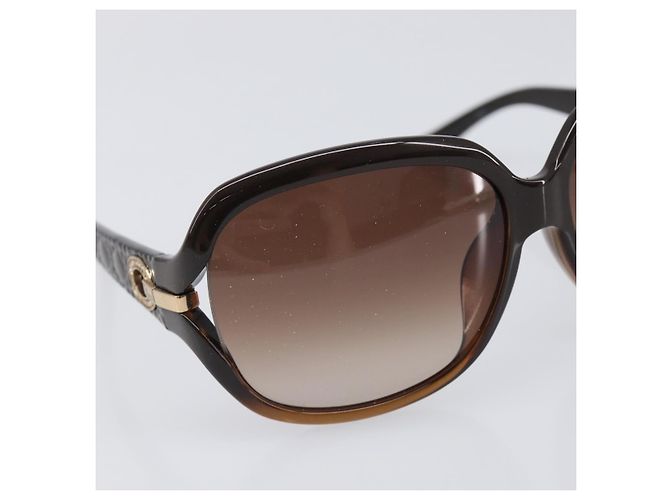 Occhiali da sole Christian Dior plastica Dark Brown Gold Tone Auth BA15592V Marrone scuro - vista 6