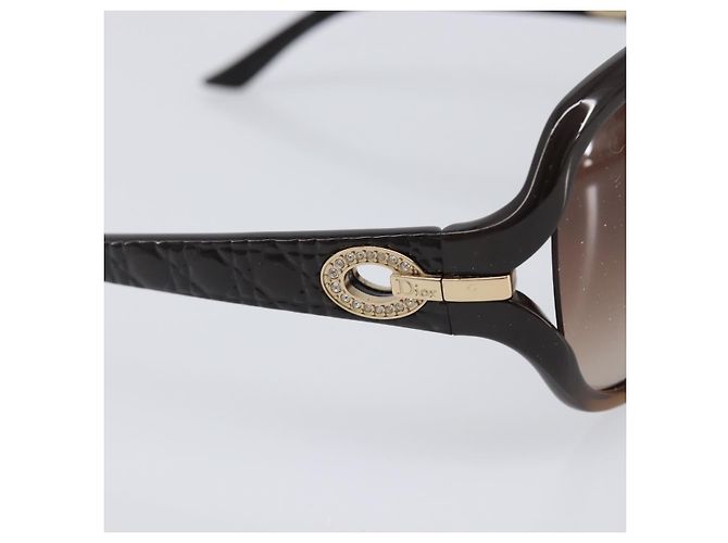 Occhiali da sole Christian Dior plastica Dark Brown Gold Tone Auth BA15592V Marrone scuro - vista 8