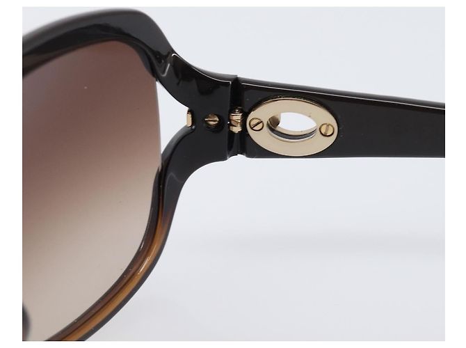 Occhiali da sole Christian Dior plastica Dark Brown Gold Tone Auth BA15592V Marrone scuro - vista 9