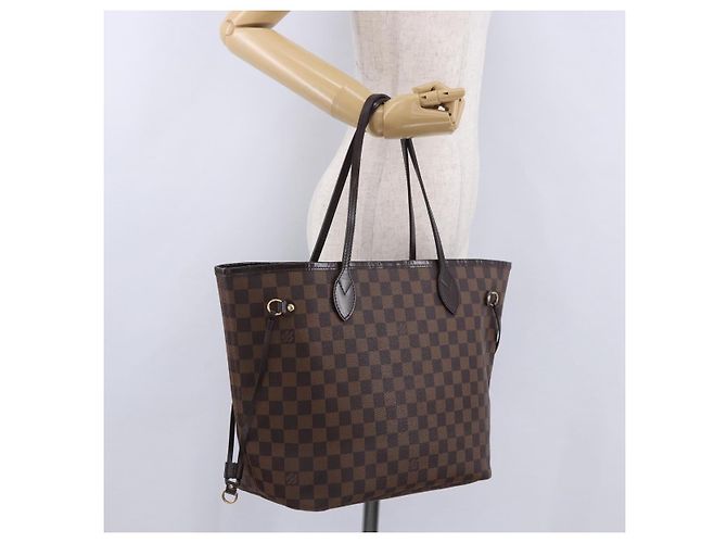 Borsa Tote LOUIS VUITTON Damier Ebene Neverfull MM N51105 LV Auth 204128V - vista 33