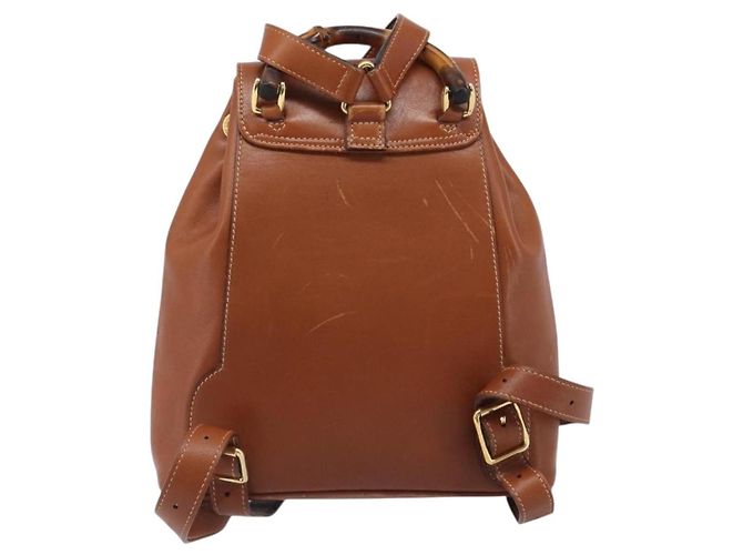 Zaino GUCCI Bamboo in pelle nera e oro 003 2034 0030 Auth 202686 Nero D'oro - vista 3