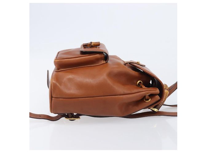 Zaino GUCCI Bamboo in pelle nera e oro 003 2034 0030 Auth 202686 Nero D'oro - vista 5