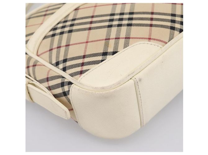 Borsa a tracolla BURBERRY Nova Check Canvas Beige Silver Auth 203708 Argento - vista 11