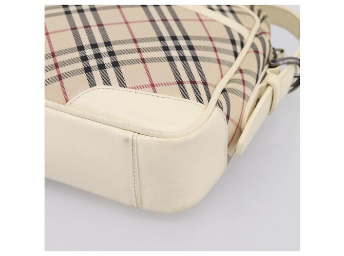 Borsa a tracolla BURBERRY Nova Check Canvas Beige Silver Auth 203708 Argento - vista 12