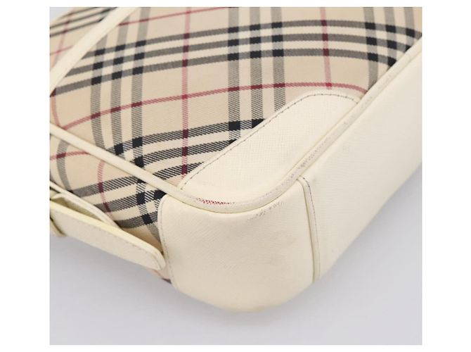 Borsa a tracolla BURBERRY Nova Check Canvas Beige Silver Auth 203708 Argento - vista 13