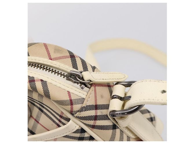 Borsa a tracolla BURBERRY Nova Check Canvas Beige Silver Auth 203708 Argento - vista 14