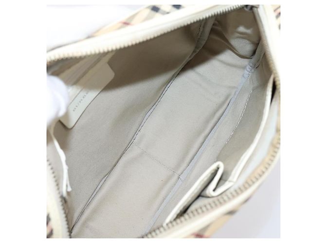 Borsa a tracolla BURBERRY Nova Check Canvas Beige Silver Auth 203708 Argento - vista 17