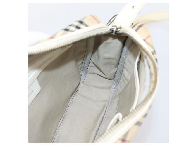 Borsa a tracolla BURBERRY Nova Check Canvas Beige Silver Auth 203708 Argento - vista 18
