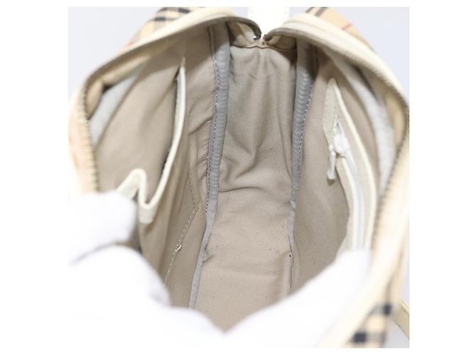 Borsa a tracolla BURBERRY Nova Check Canvas Beige Silver Auth 203708 Argento - vista 19