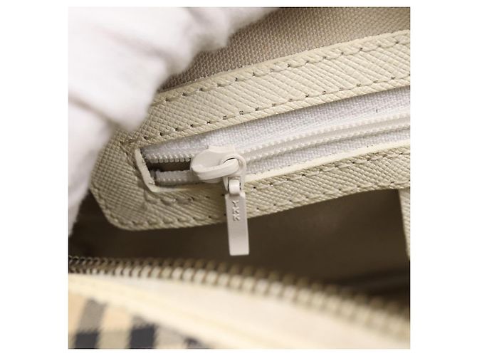 Borsa a tracolla BURBERRY Nova Check Canvas Beige Silver Auth 203708 Argento - vista 20