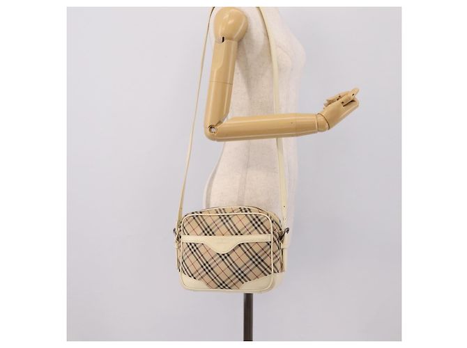 Borsa a tracolla BURBERRY Nova Check Canvas Beige Silver Auth 203708 Argento - vista 25