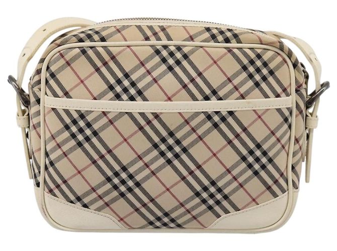 Borsa a tracolla BURBERRY Nova Check Canvas Beige Silver Auth 203708 Argento - vista 3
