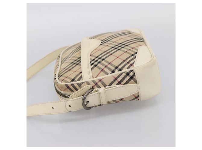 Borsa a tracolla BURBERRY Nova Check Canvas Beige Silver Auth 203708 Argento - vista 4