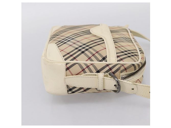 Borsa a tracolla BURBERRY Nova Check Canvas Beige Silver Auth 203708 Argento - vista 5