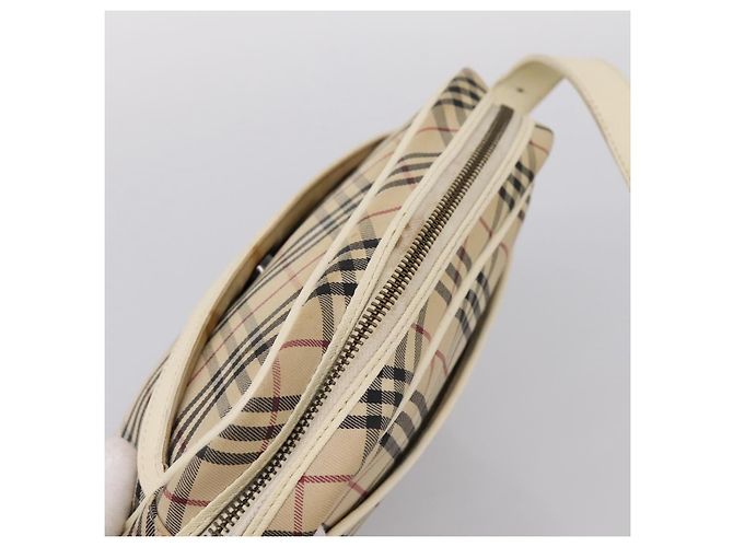 Borsa a tracolla BURBERRY Nova Check Canvas Beige Silver Auth 203708 Argento - vista 6