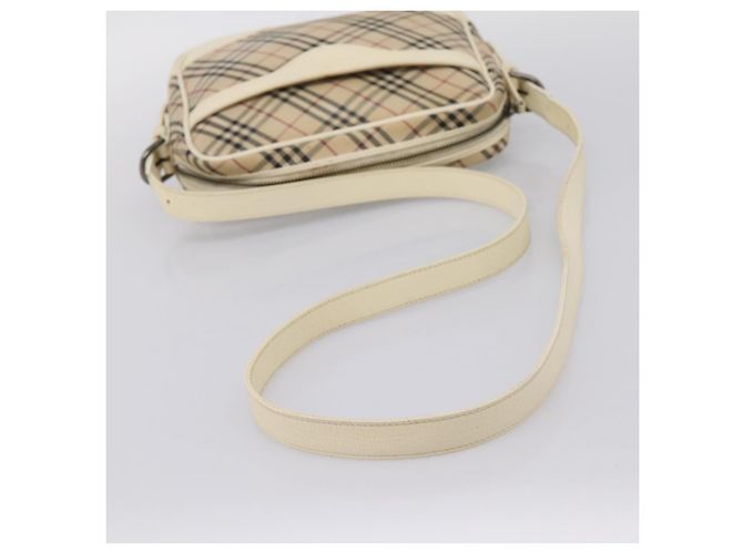 Borsa a tracolla BURBERRY Nova Check Canvas Beige Silver Auth 203708 Argento - vista 7
