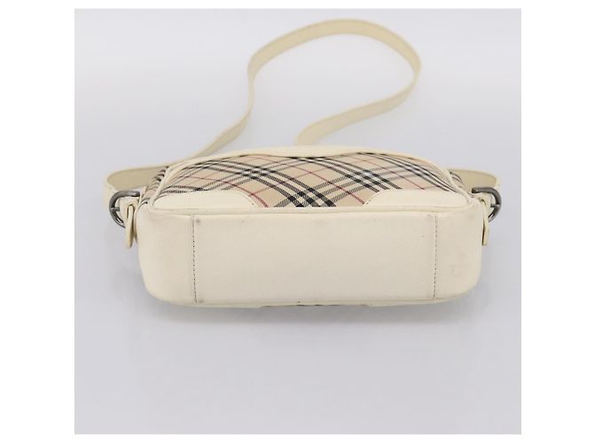 Borsa a tracolla BURBERRY Nova Check Canvas Beige Silver Auth 203708 Argento - vista 9