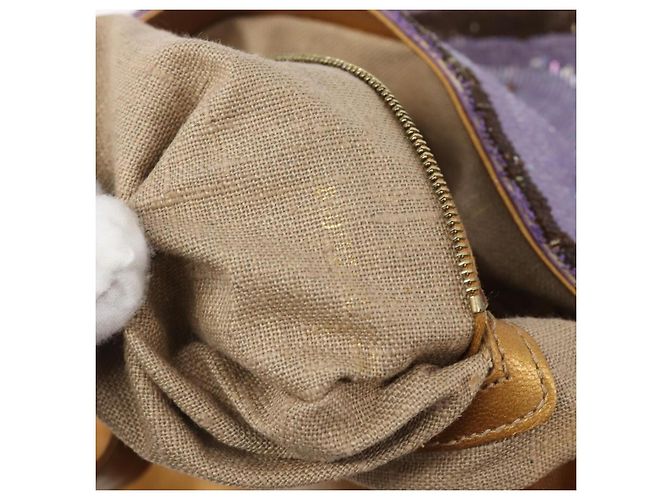 Borsa a tracolla FENDI Mamma Baguette in pelle con perline Viola Oro Auth 194784SM D'oro Porpora - vista 11