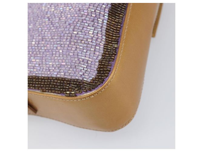Borsa a tracolla FENDI Mamma Baguette in pelle con perline Viola Oro Auth 194784SM D'oro Porpora - vista 19