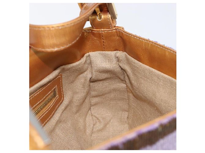 Borsa a tracolla FENDI Mamma Baguette in pelle con perline Viola Oro Auth 194784SM D'oro Porpora - vista 24