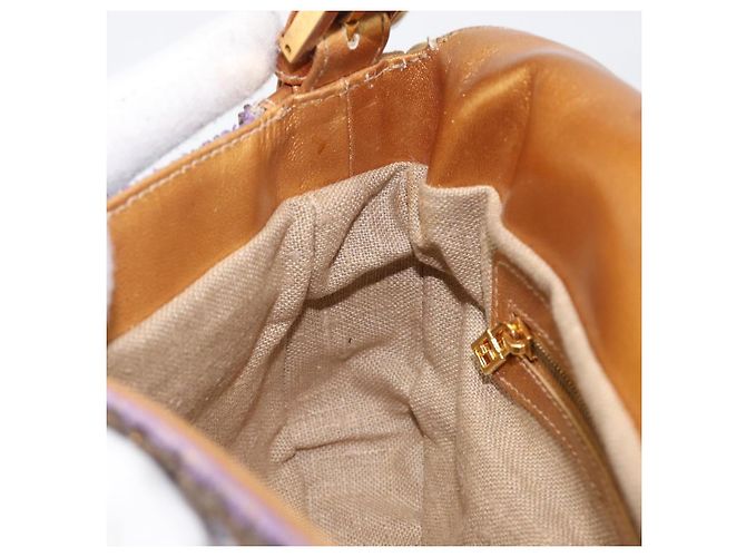 Borsa a tracolla FENDI Mamma Baguette in pelle con perline Viola Oro Auth 194784SM D'oro Porpora - vista 25