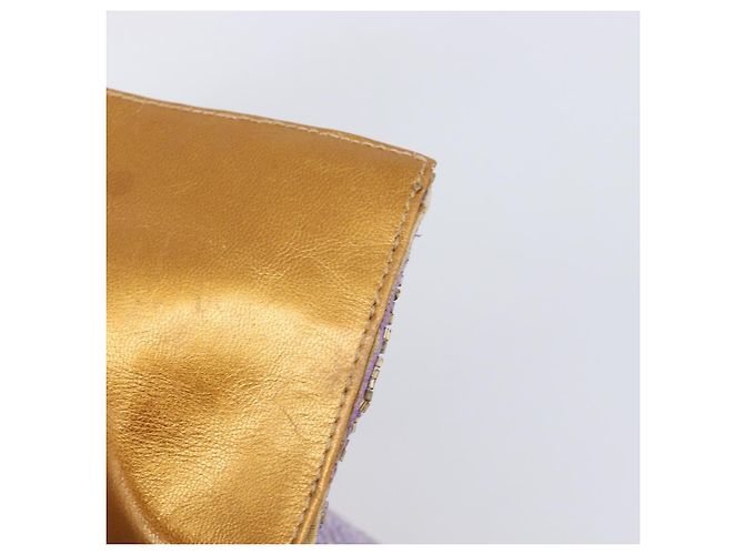 Borsa a tracolla FENDI Mamma Baguette in pelle con perline Viola Oro Auth 194784SM D'oro Porpora - vista 9