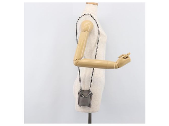 Stella Mc Cartney Stella MacCartney Falabella Micro Chain Shoulder Pouch Polyester Auth 202846V Marrone Argento - vista 24