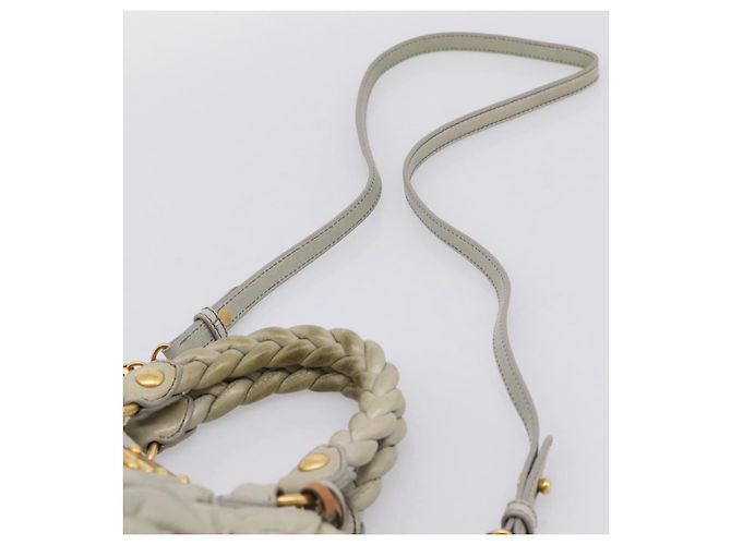 Borsa a mano arricciata Miu Miu in pelle 2way Grigio Oro Auth LN169 Marrone D'oro - vista 15