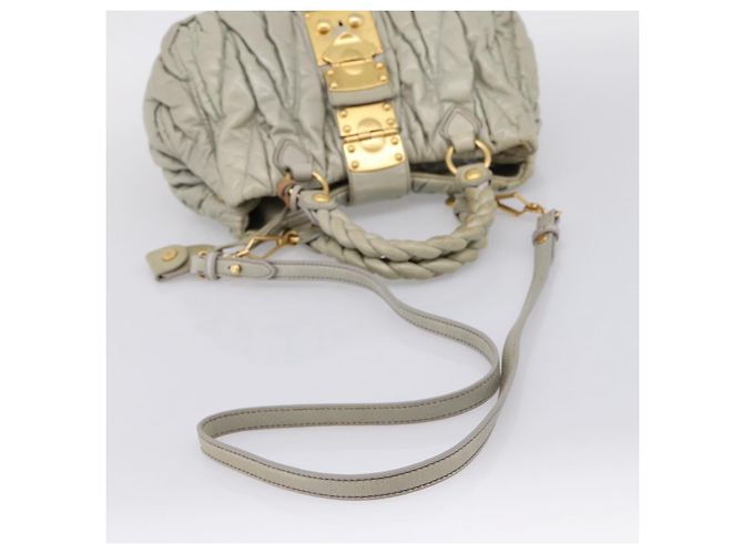 Borsa a mano arricciata Miu Miu in pelle 2way Grigio Oro Auth LN169 Marrone D'oro - vista 9