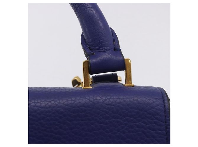 Céline Borsa a mano CELINE Trapeze in pelle scamosciata 2way Blu Oro Auth 203775A D'oro - vista 19