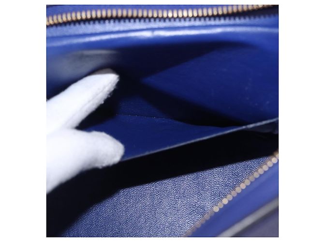 Céline Borsa a mano CELINE Trapeze in pelle scamosciata 2way Blu Oro Auth 203775A D'oro - vista 30