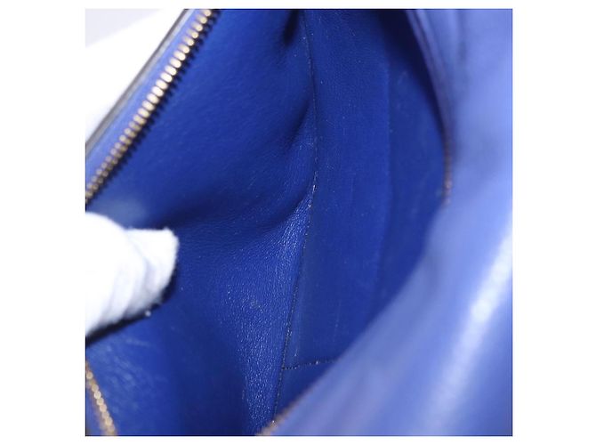 Céline Borsa a mano CELINE Trapeze in pelle scamosciata 2way Blu Oro Auth 203775A D'oro - vista 31
