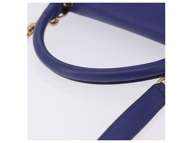 Céline Borsa a mano CELINE Trapeze in pelle scamosciata 2way Blu Oro Auth 203775A D'oro - vista 7