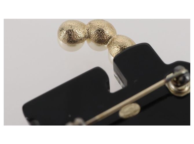 Spilla CHANEL Coco Train Metallo Blu Tono Oro CC Auth 205865M - vista 4